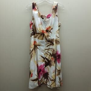 Talbots Tropical Floral print A Line Sundress Dress Cotton Blend Size 14 Petite